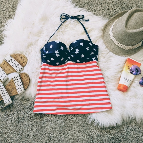 Old Navy | American flag swimsuit halter top - Picture 1 of 8